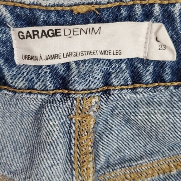 Garage Street High Rise Wide Leg "Cora" Jeans (w) knee hemline seams- Si… - Picture 12 of 13